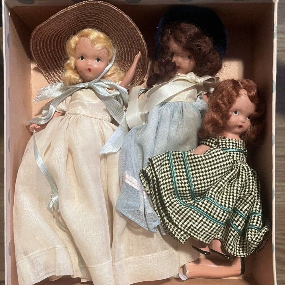 SET OF 3 Nancy Ann Storybook Dolls / A Flower Girl for May in Original Box